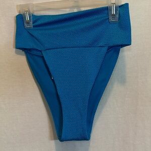 AA-479 Aerie NWT High Cut‎ Cheeky Blue Lined Summer Swim Bikini Bottoms Size S